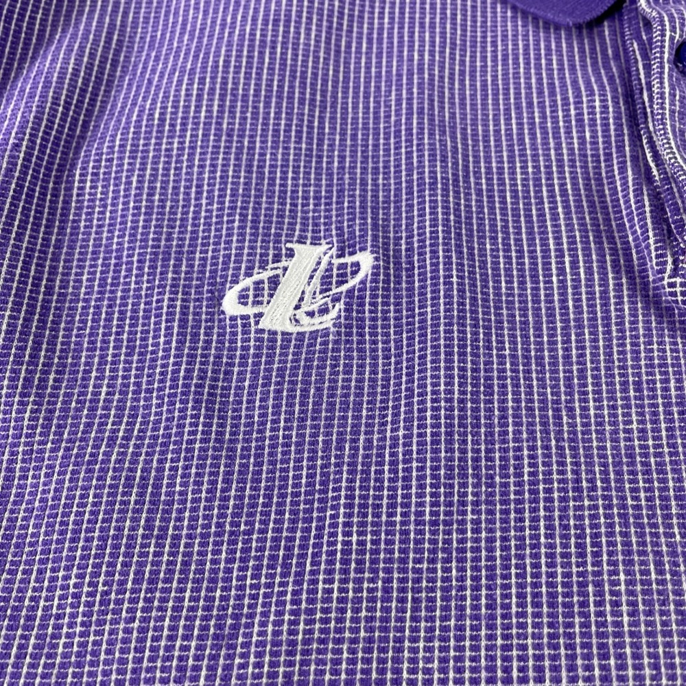 Pro Line NFL Minnesota Vikings Purple Striped Polo Shirt Logo Athletic Mens L - Picture 3 of 12